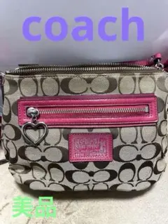 【数回使用】COACH コーチ ショルダーバッグ　ピンク　半額以下