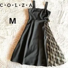 コルザ　ジャンパースカート　黒　チェック　M プリーツ