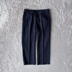A19728 美品 パパス リネン100 タックトラウザーズパンツ 紺 46 - メルカリ