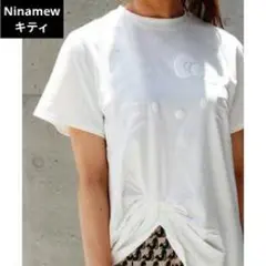 ❤Ninamew❤ニーナミュウ×キティコラボ 立体エンボス Tシャツ 裾ねじり白のサムネイル