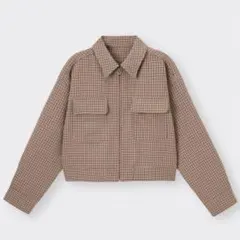 【美品】 GU チェッククロップドシャツジャケット