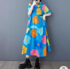 シャツワンピース　キャミソールワンピース　ブルー系　カラフル　夏