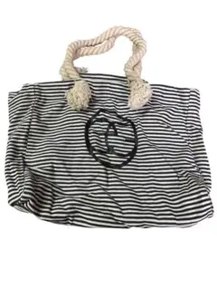 【美品】EGOISTロゴ付ストライプ柄 トートバッグ ロープハンドル