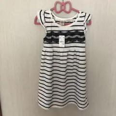 新品ライトオン　胸レースボーダーワンピース120 パール上品　定価3740円