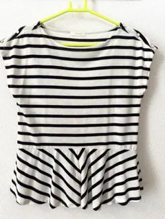 ViS ボーダー ペプラム 半袖 Tシャツのサムネイル