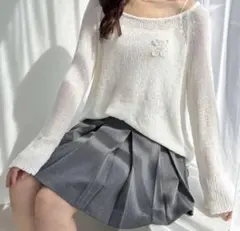 Heather 透かし編み ホワイトセーター