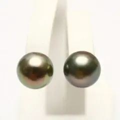 タヒチ黒蝶真珠パールピアス　10mm　マルチカラー　K18製　入学式　卒業式