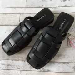 しまむら × 陽 ilsolore グルカミュール グルカサンダル　黒　Mサイズ