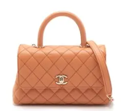 シャネルココハンドル 24 キャビアスキン　牛革　XS オレンジ　新品