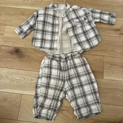 チェック柄コットンセットアップ(~90cm)