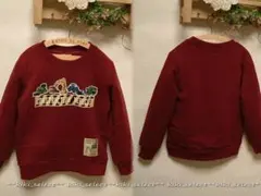 2529◆新品【110cm】エンジ★Blue Mart★車トレーナー◆裏起毛