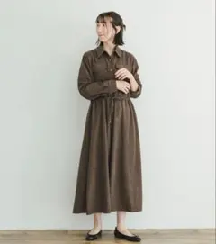 ITEMS URBANRESERCH☆ピケロングシャツワンピース☆モカ