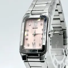 SEIKO レディース スクエア ピンク文字盤 新品電池交換済み　カットガラス