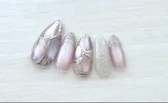 春ネイル　ニュアンス　ステンドグラス風　フラッシュ　マグネット　ネイルチップ