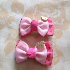 リボン ヘアピンセット  ピンク