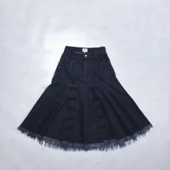 merry jenny デニム ロング フレア スカート M フリンジ