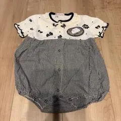 【ミッフィー風】 ベビー ロンパース ウサギ刺繍 ギンガムチェック