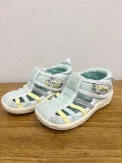 イフミー14.5cm キッズ用メッシュサンダル ミントグリーン/イエロー