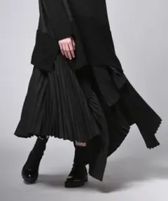 antiqua アシンメトリー 変形プリーツロングスカート