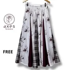 ❁axes femme❁ フラワー切替スカート　FREE ウエスト紐なし