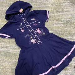 メゾピアノ　豪華刺繍　パーカーワンピース　ベリエちゃん　100