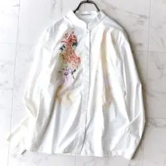 ヴィヴィアンタム＊マオカラーシャツ 0 S〜M ホワイト 刺繍 フラワー
