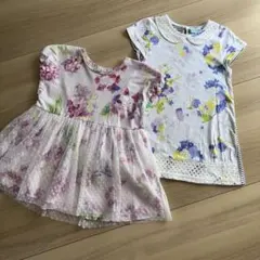 ゆ*。様 ハッカキッズ　涼しげな Tシャツ　２枚セット　チュール　あじさい　花柄