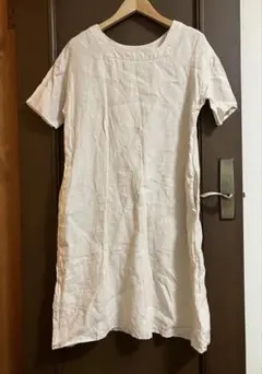 サマンサモスモス ワンピース　チュニック　ベージュ　生成り　麻100%