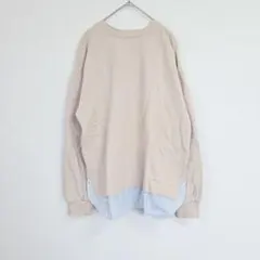 CINEMA CLUB 裾切り替え スウェット トレーナー L ベージュ