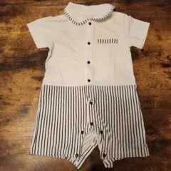 ストライプ襟付きロンパース 50-60