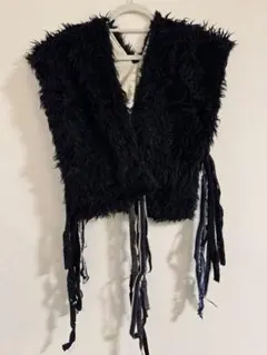 新品未使用☆hei 毛毛毛ベスト ケケケベスト ブラック　ハンドメイド