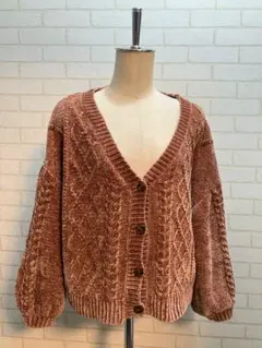 khalita モール　ケーブル　アラン　編み　ニット　カーディガン