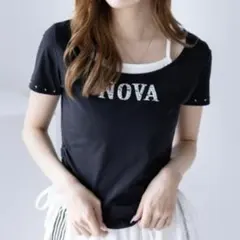 clear Tシャツ レイヤード風 スタッズ付き