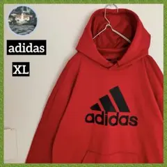 adidas ビッグロゴ 赤 アディダス パーカー フーディー オールドデザイン