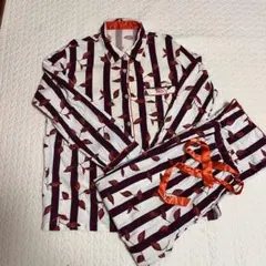 PEACH JOHN ピーチジョンストライプ柄葉デザイン長袖パジャマセット MＬ