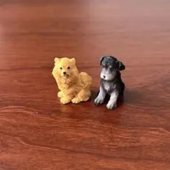 犬 ミニフィギュア 2体セット シュナウザー ポメラニアン風 置物