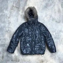 00s archive ファー ダウンジャケット y2k 平成 グランジ 光沢