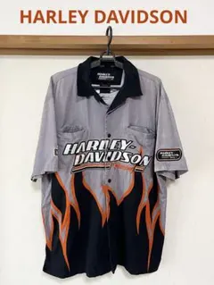 US古着 ヴィンテージ ハーレーダビッドソン 刺繍 ファイヤー 半袖シャツ L