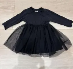 H&M 黒の長袖チュールワンピース　ラメ入り
