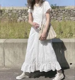 【fifth】ホワイトコットン レースマキシワンピース ロングワンピースのサムネイル