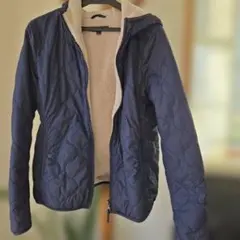 ネイビー キルティングジャケット フード付き