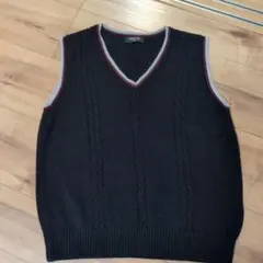 COMME CA ISM 黒 ケーブル編み ベスト 150A