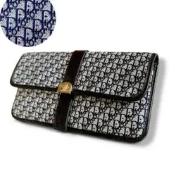 クリスチャンディオール　Dior 二つ折り財布　ポーチ　トロッター柄　レザー