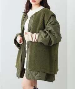 chico ボアベスト＋キルティングライナーSET ボア ロングコート