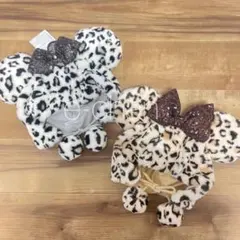 ディズニー　ヒョウ柄　ミニー　ファンキャップ　白　グレー