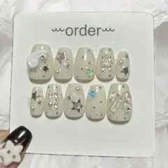 【オーダー専用ページ】 ネイルチップ つけ爪 韓国 星 ドット ウィッシュコア
