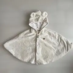 ミキハウス　ホワイトフリースポンチョ（耳付き）