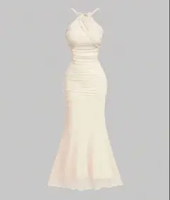 SHEIN MOD アプリコットホルターネックロングドレス
