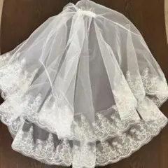 ウェディングベール 刺繍 スパンコール 2層　ブライダルコーム付き