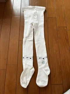 ホワイトタイツ 青い星と雪の結晶刺繍